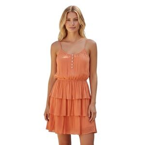 Lily Rose peach layered dress, XS double lined